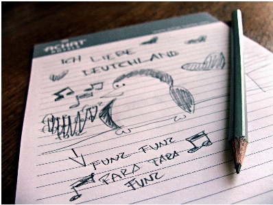 Writing pencil music notepad Photo