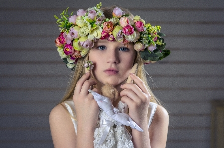 人 女の子 女性 花 写真