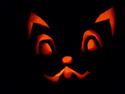 Glowing fall orange lantern Photo