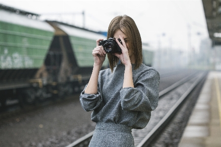 Person girl woman railway Photo