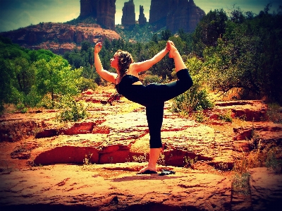 Nature girl balance sitting Photo