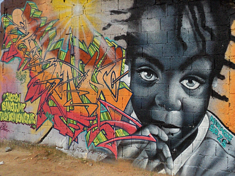 Girl black graffiti street art