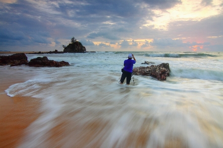 Man beach landscape sea Photo