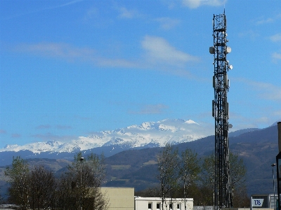 移动的 山 雪 冬天 照片