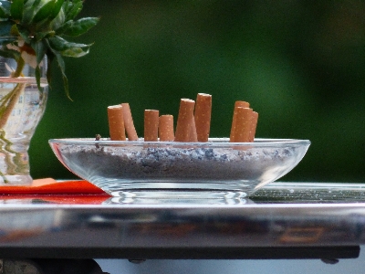 テーブル 喫煙 食べ物 食器
 写真