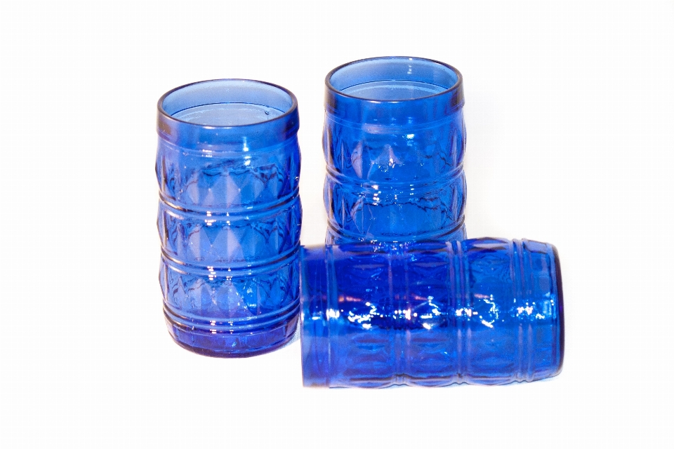 Glass cup bottle blue