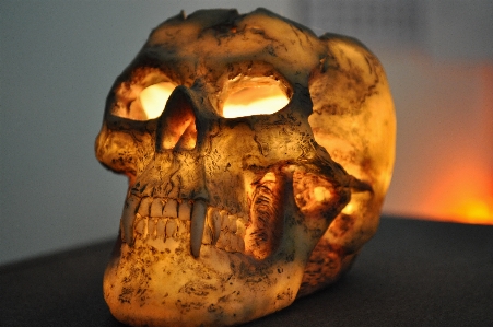 Ceramic pumpkin candle skull Photo