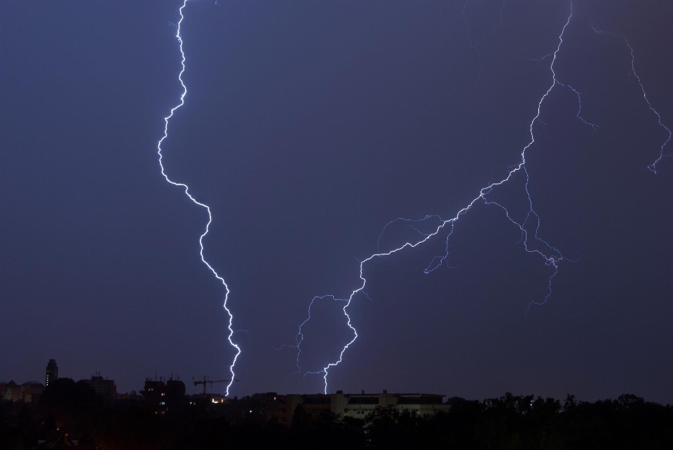 Night city weather storm