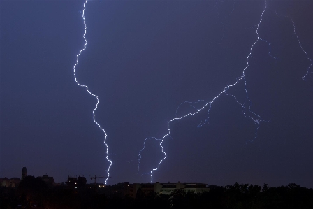 Night city weather storm Photo