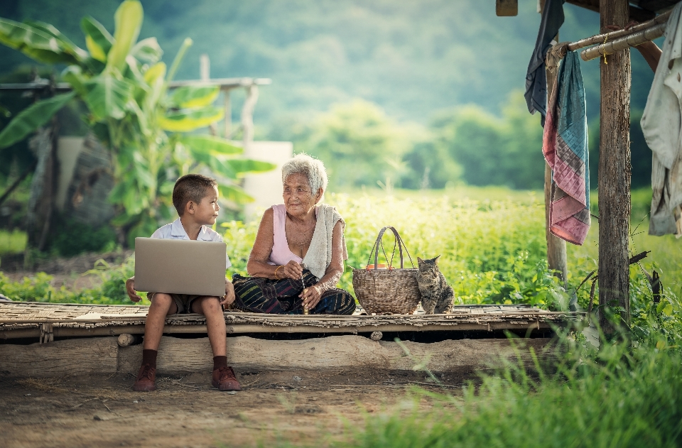 Laptop nature outdoor people