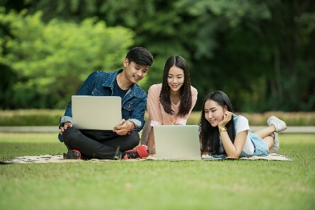 Laptop nature people girl Photo