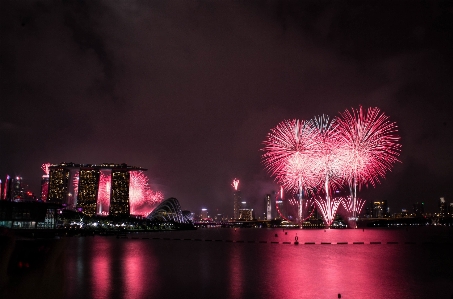 Night city river cityscape Photo