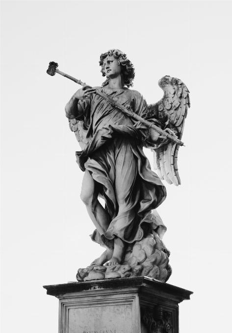 Black and white old monument statue