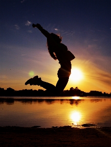 Sea water silhouette person Photo