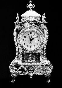 Black and white antique clock time Photo