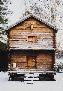 Snow winter wood house Photo