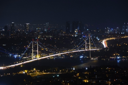 Light bridge skyline night Photo