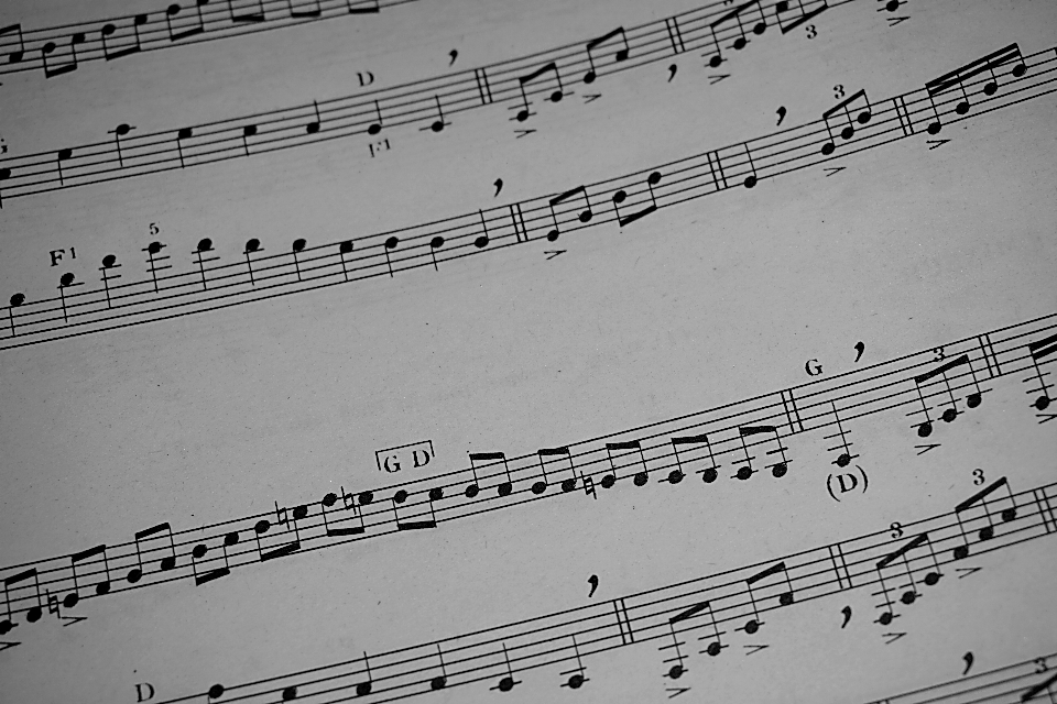 Writing music black and white