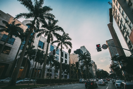 Foto Jalan lalu lintas kota gedung pencakar langit