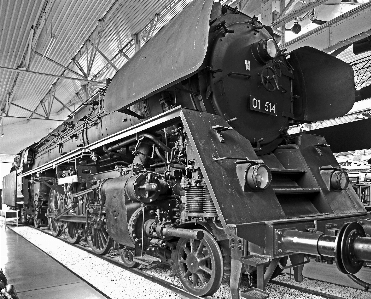 Cold black and white railway train Photo