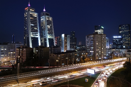 Architecture skyline traffic night Photo