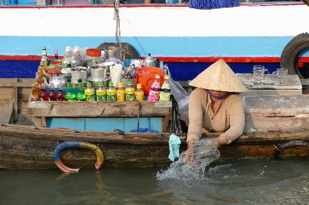 Water woman boat river Photo