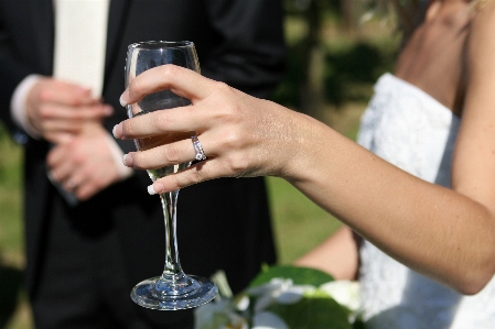 Hand girl woman wine Photo