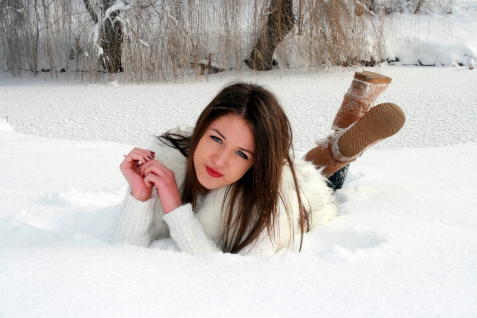 Neige hiver fille blanc