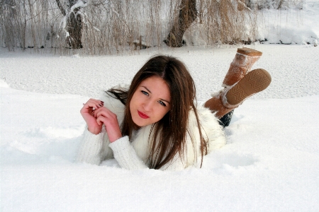 Snow winter girl white Photo