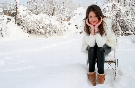 Snow winter girl white Photo