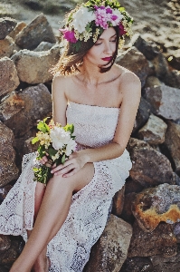 人 女性 写真撮影 花 写真