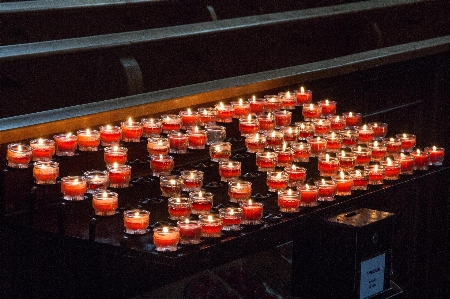 Red church candles prayer Photo