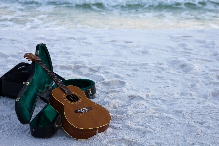 Sand ocean guitar travel Photo