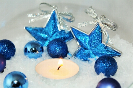 Star decoration blue candle Photo