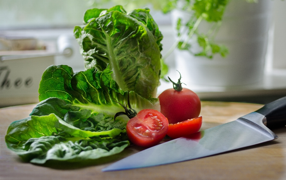 Piring makanan salad memasak