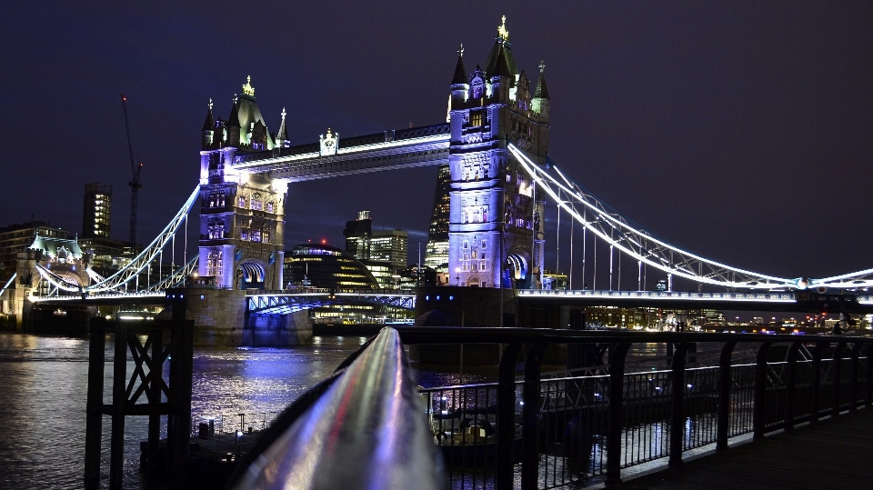 Bridge skyline night city