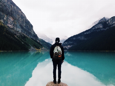 Man landscape sea water Photo