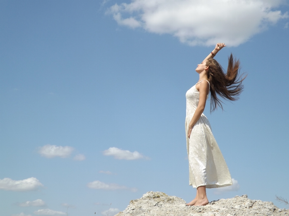 Cloud sky girl white