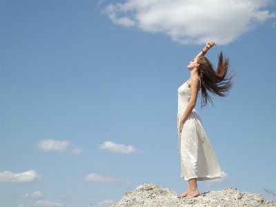 Cloud sky girl white Photo