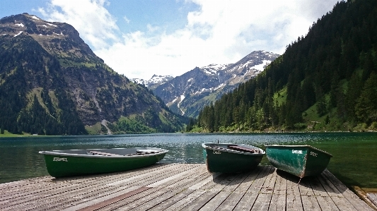 Landscape water mountain boat Photo