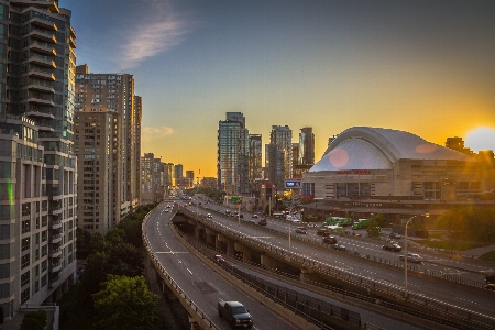 Photo Architecture coucher de soleil base-ball ligne d'horizon