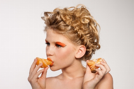 Woman hair fruit orange Photo