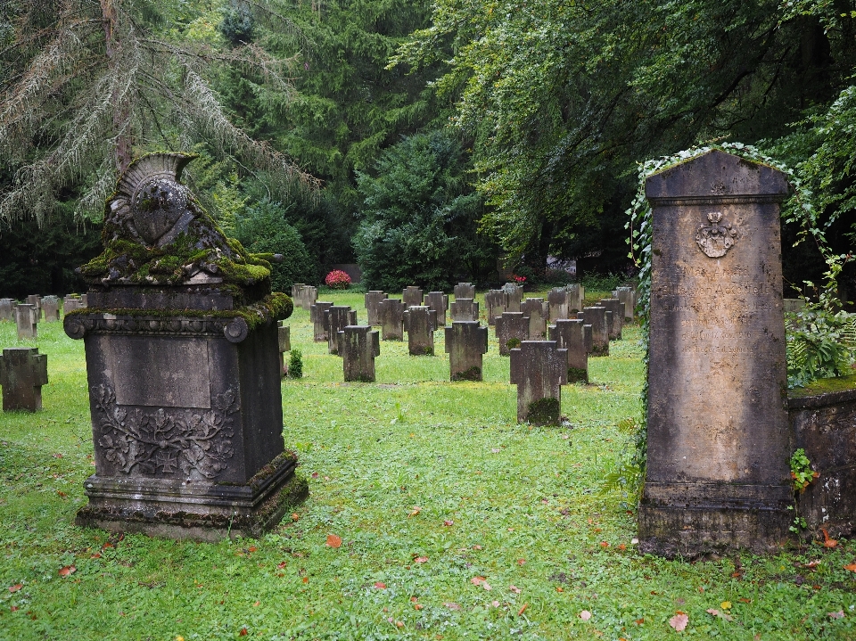 Dark cemetery grave headstone