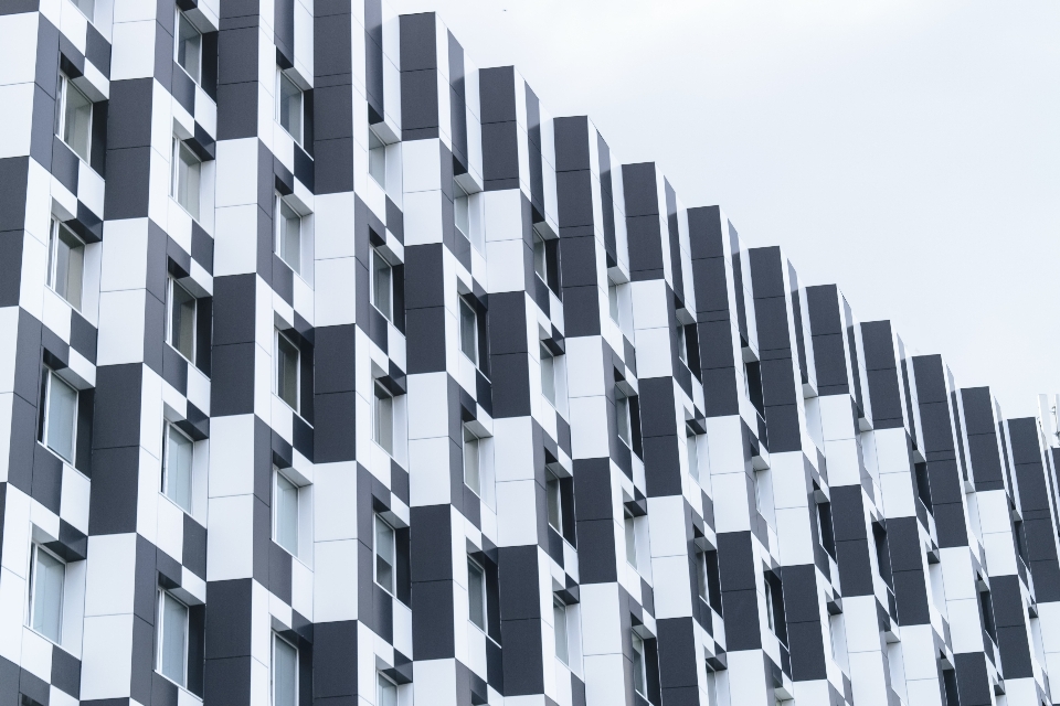 Black and white architecture glass perspective