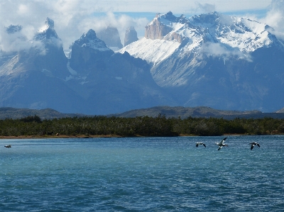 Landscape sea mountain boat Photo