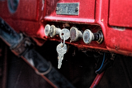 Retro old red vehicle Photo