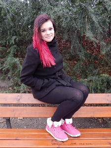 Winter girl woman bench Photo