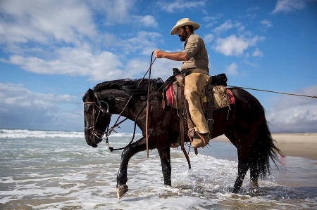 Man beach sea water Photo