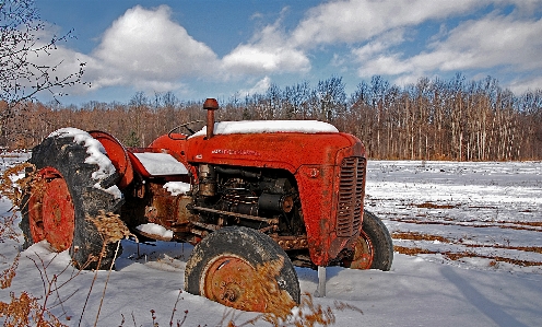 Outdoor snow winter tractor Photo