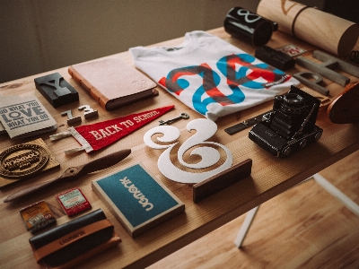 Notebook table wood camera Photo